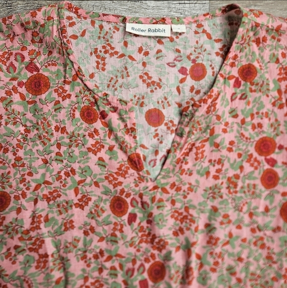 Roller Rabbit Medium Women's Tunic Top Floral Pink - Picture 2 of 12